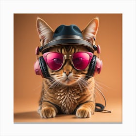 Cat With Headphones 4 Canvas Print