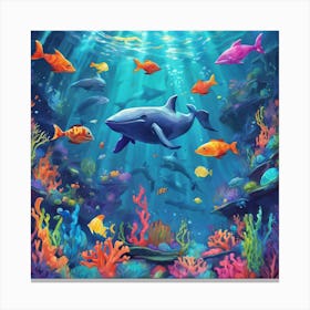 Dolphins In The Ocean 1 Canvas Print