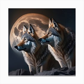 Wolf And Moon 2 Canvas Print
