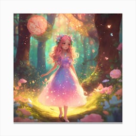 Fairy Girl In The Forest Canvas Print