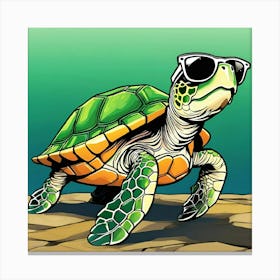 Turtle In Sunglasses Canvas Print