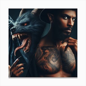 Man And Beast Canvas Print