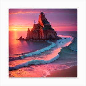 Sunset At The Castle Canvas Print