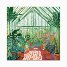 Botanical Greenhouse Series in Style of David Hockney 4 Canvas Print