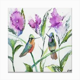 Two birds on tree branches Canvas Print