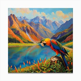 Parrot By The Lake Canvas Print