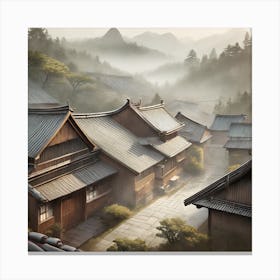 Firefly Rustic Rooftop Japanese Vintage Village Landscape 38220 Canvas Print