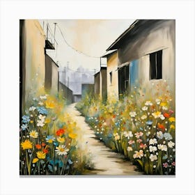 City Outskirts With Wildflowers Canvas Print