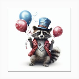 Raccoon With Balloons 1 Canvas Print