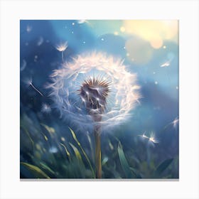 Single Dandelion Blowing In The Wind 1 Canvas Print