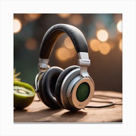 Headphones And Kiwi Canvas Print