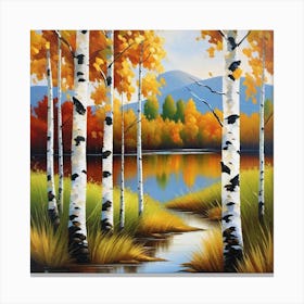 Autumn Birch Trees Canvas Print