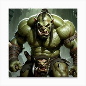 Orc Warrior Fantasy Brutal Savage Strong Aggressive Tribal Barbaric Fierce Monster Green (1) Canvas Print