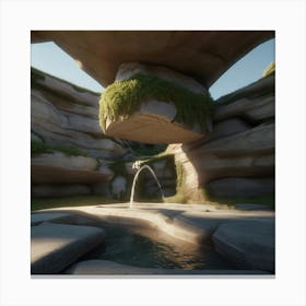 Water Fountain In A Cave Canvas Print