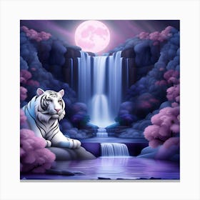 White Tiger In The Waterfall 1 Canvas Print