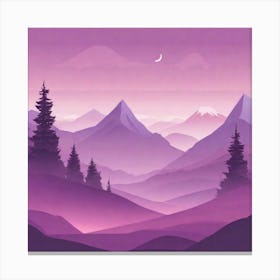 Misty mountains background in purple tone 93 Canvas Print