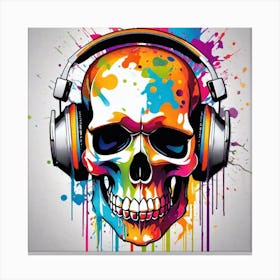 Skull With Headphones 38 Canvas Print