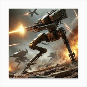 Crusher Walker Droids Engaging Ground Targets Canvas Print