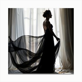 Silhouette Of A Woman In A Black Dress Canvas Print