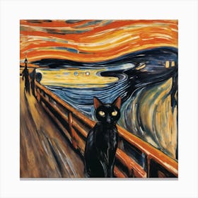 Edvard Munch black cat scream Canvas Print