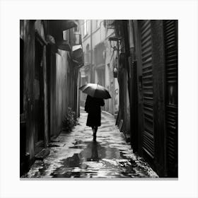 Woman Walking In The Rain 1 Canvas Print