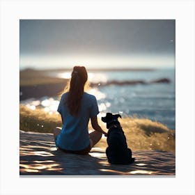 Woman And Her Dog Canvas Print