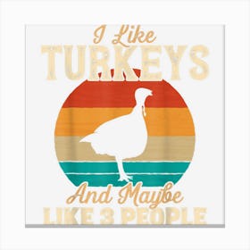 I Like Turkeys And Maybe Like 3 People Funny Thanksgiving Canvas Print