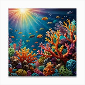 Underwater Coral Reef Background Paintings Art Print Canvas Print