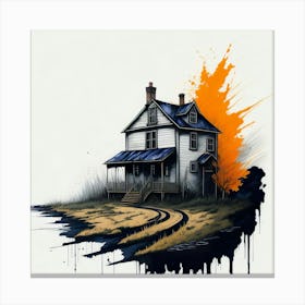 Colored House Ink Painting (112) Canvas Print