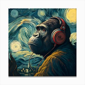 Gorilla With Headphones Canvas Print