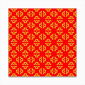 Red Background Yellow Shapes 1 Canvas Print