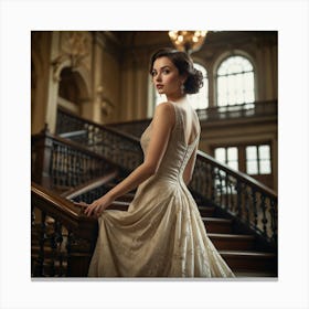 Bride On The Stairs Canvas Print