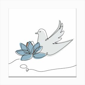 Dove With Lotus Flower Canvas Print