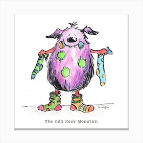 The Odd Sock Monster (Nursery Print) Canvas Print