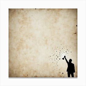 Silhouette Of A Man Throwing Confetti Canvas Print