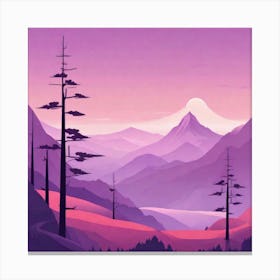 Misty mountains background in purple tone 136 Canvas Print