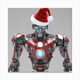 Robot With Santa Hat Canvas Print