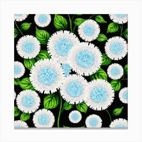 Blue And White Chrysanthemums Canvas Print