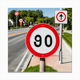 90 Mph Speed Limit Sign Canvas Print