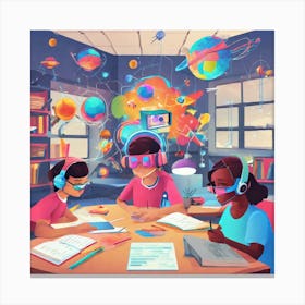 Illustration Of Kids Studying In A Classroom Canvas Print