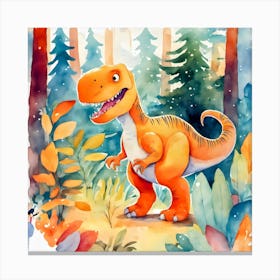 Dinosaur In The Forest Canvas Print