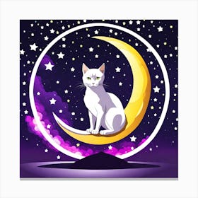 Cat On The Moon, vector art 2 Canvas Print