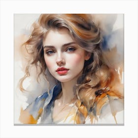 Watercolor Of A Girl  Canvas Print