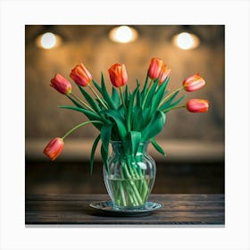 Tulips In A Vase Canvas Print