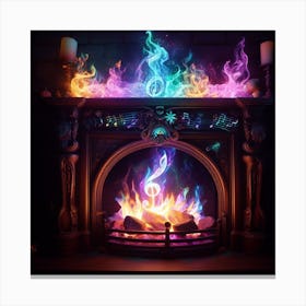 Fire In The Fireplace Canvas Print