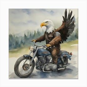 Eagle On A Motorcycle Canvas Print