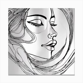 Drawing Of A Woman'S Face Canvas Print