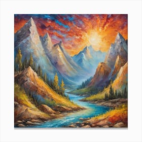 the valley between the mountains Canvas Print