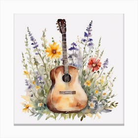 Watercolor Guitar Canvas Print