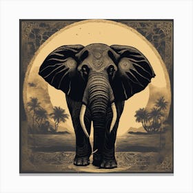 Elephant In The Moonlight 1 Canvas Print